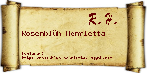 Rosenblüh Henrietta névjegykártya