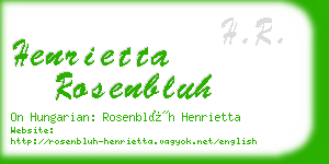 henrietta rosenbluh business card